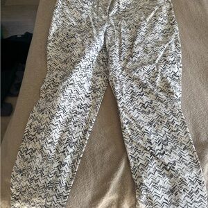 Kenar Black and White Cropped Patterned Pants